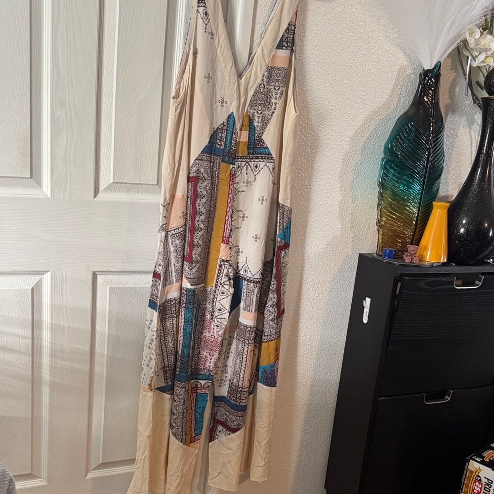 Free People Multicolor Backless Maxi Jumpsuit - image 1